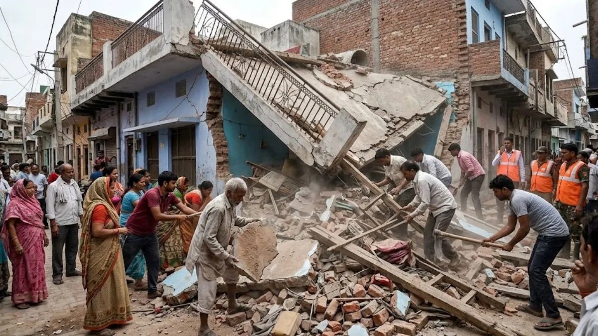 बारिश बनी आफत! अचानक भरभराकर गिरा घर का छज्जा, मलबे में 8 लोग दबे, 6 की हालत गंभीर